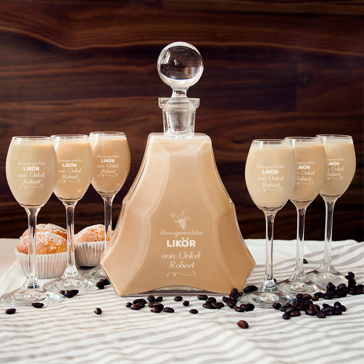 Likör von Onkel - Likörkaraffe und Gläser - Set mit Gravur